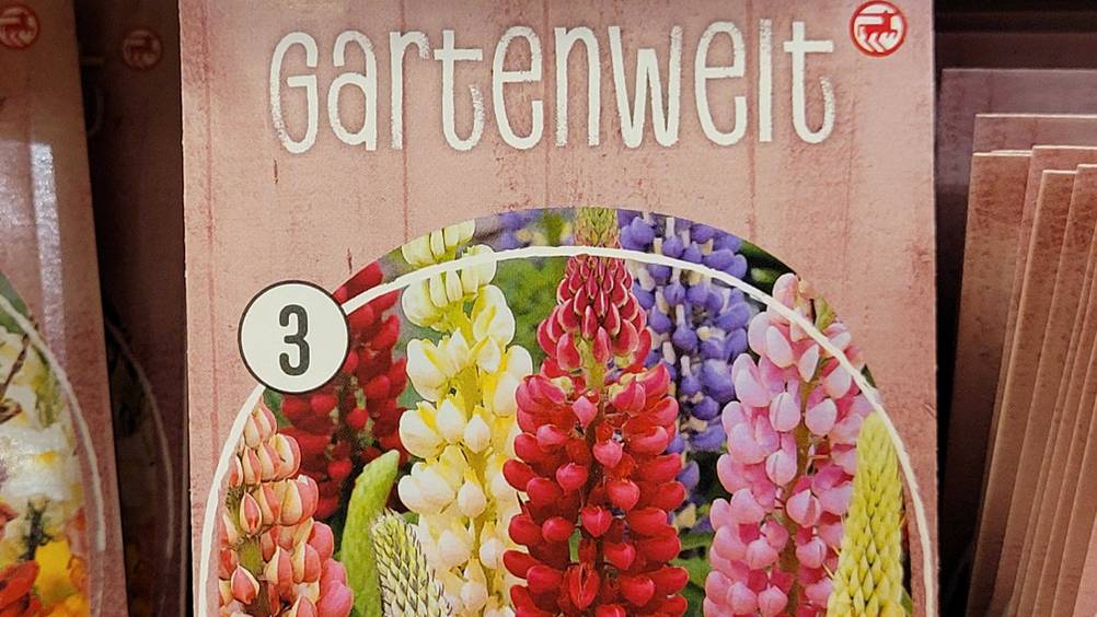 Lupinen-Samen getestet: Nahaufnahme der Verpackung mit Logo.