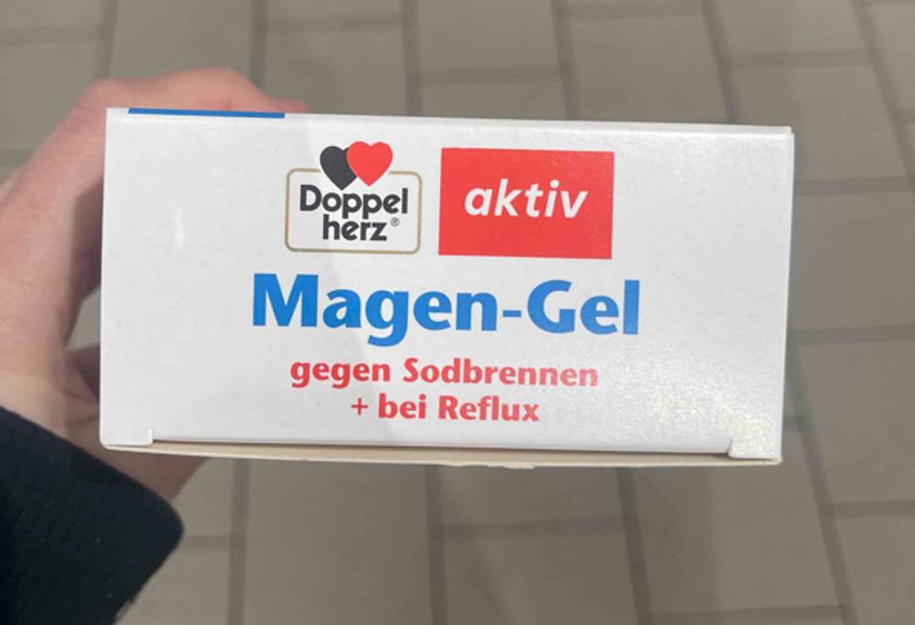 Magen-Gel getestet: Die Oberseite der Verpackung mit Logo und Artikelbezeichung.
