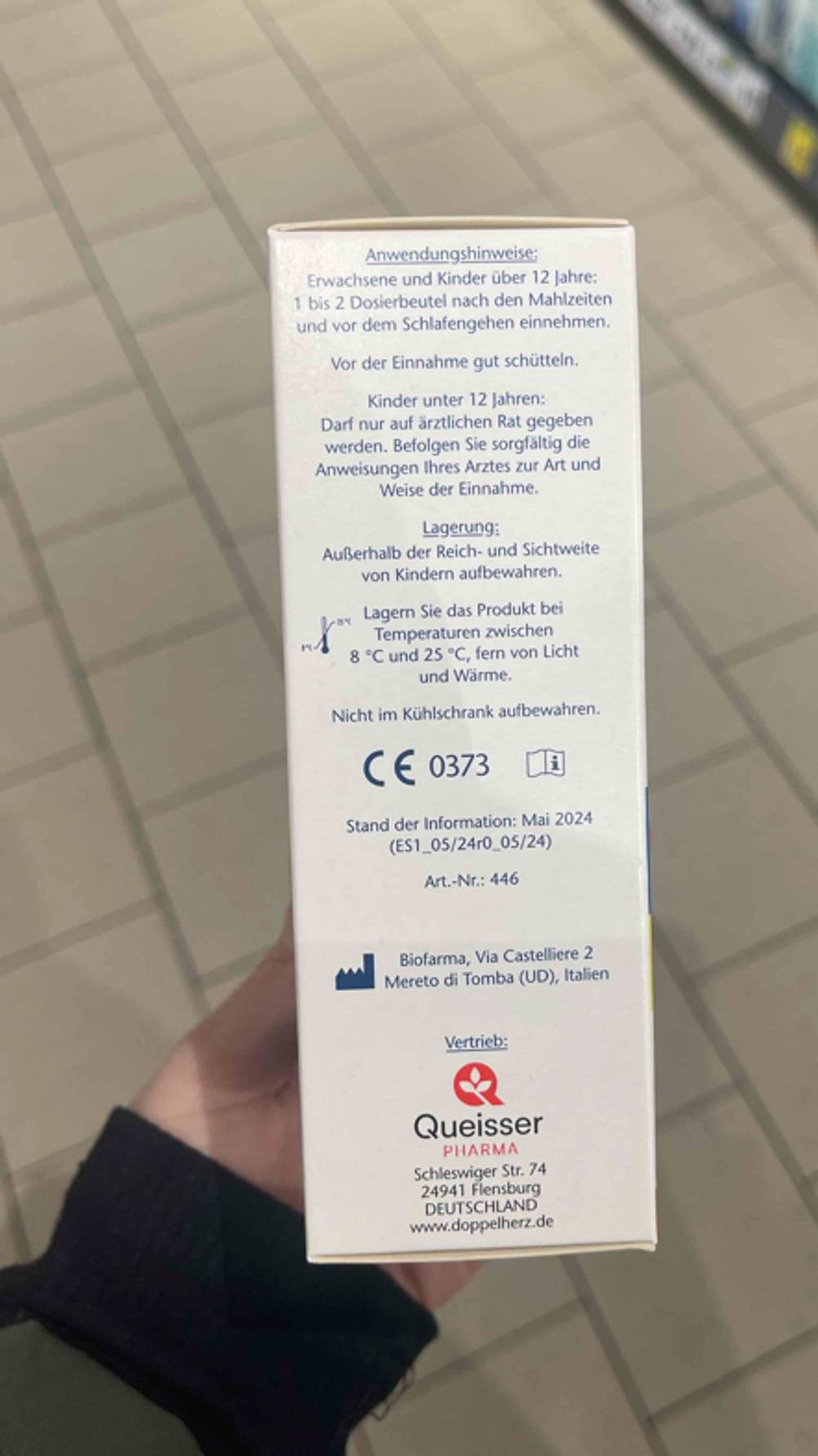 Magen-Gel getestet: Seitenansicht der Verpackung mit Informationen.