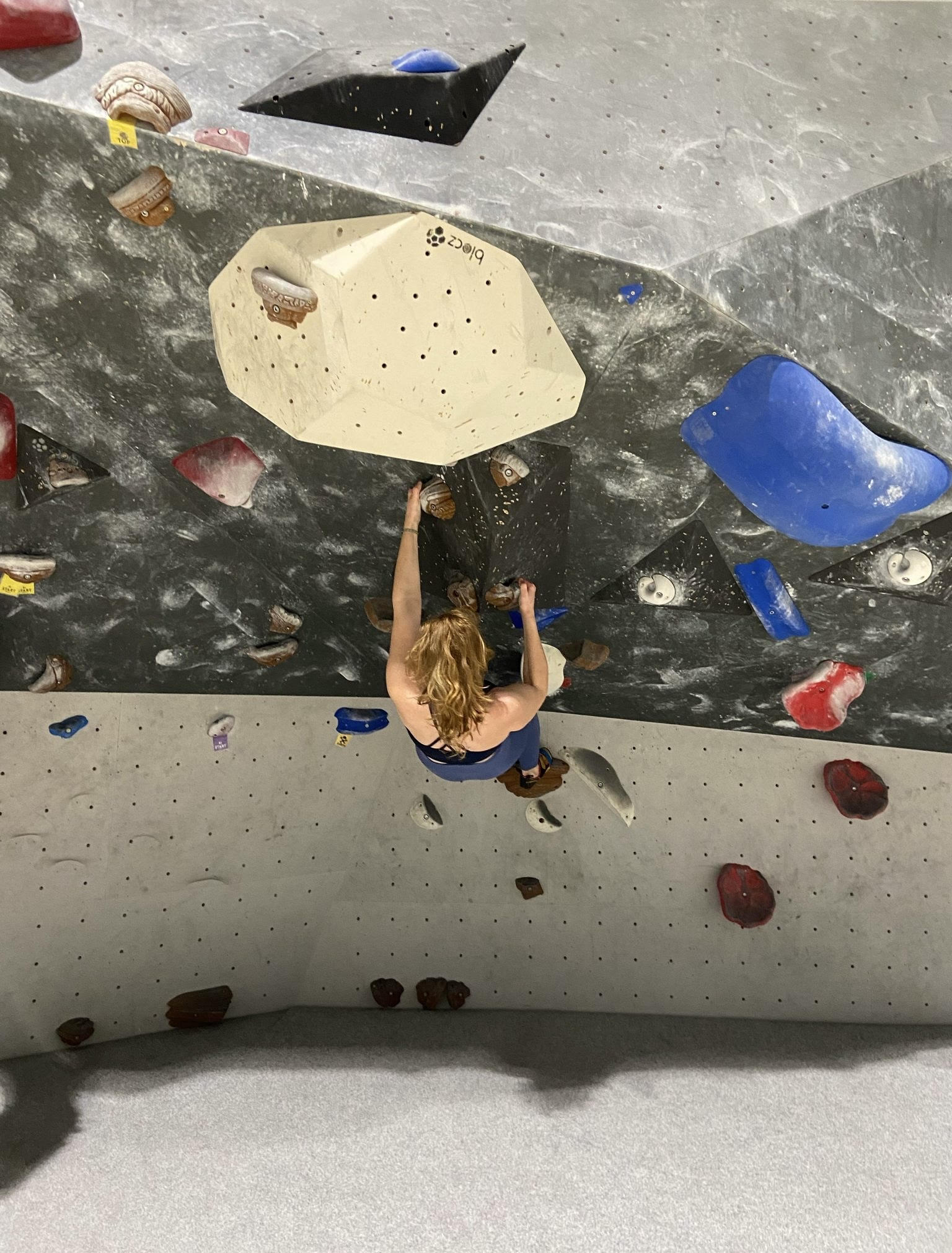 Vergleich.org-Autorin Maja Mainka an einer Kletterwand.