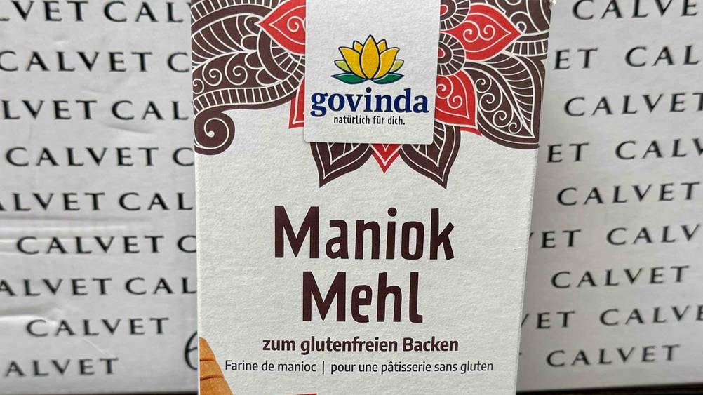 Maniokmehl getestet: Nahaufnahme der Verpackung mit Logo und Artikelbezeichnung.