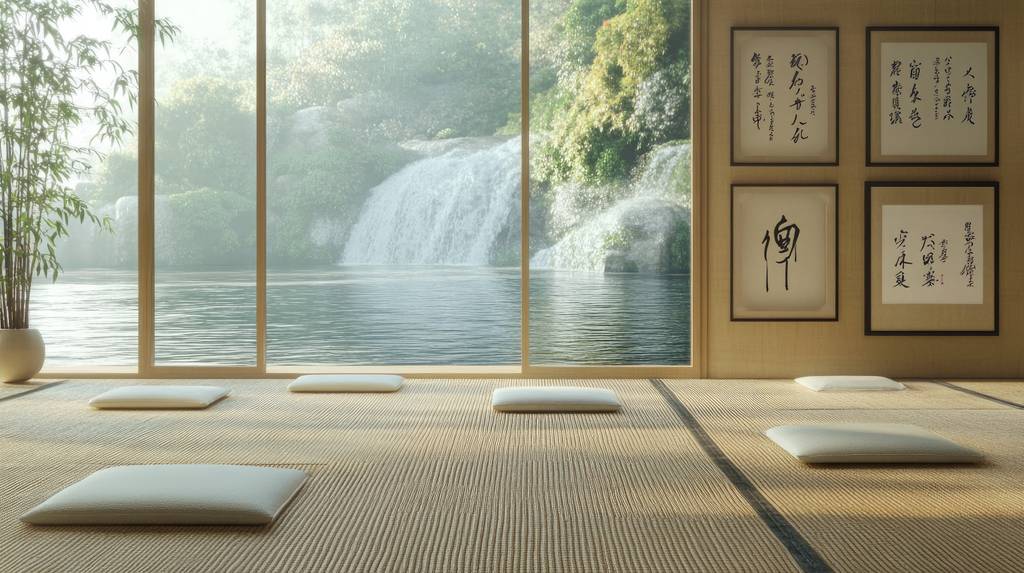 Meditationsmatte-Test: Ein Meditationsraum im japanischen Stil mit Tatami-Meditationsmatten. 