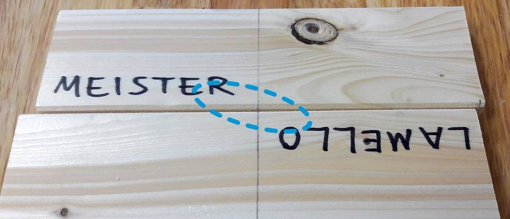 Holzlatten zusammengesetzt Flachdübel Lamello und Meister