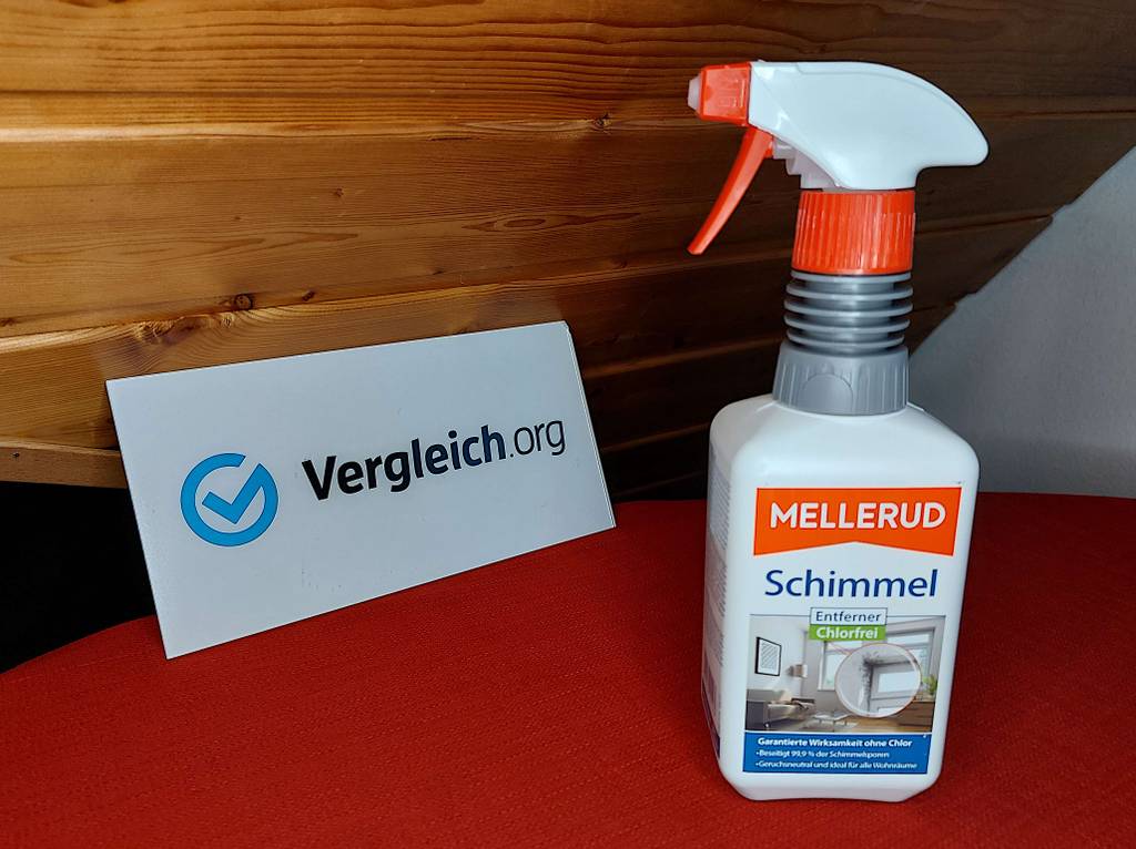 mellerud-schimmelentferner im test: Produkt auf einem Tisch.