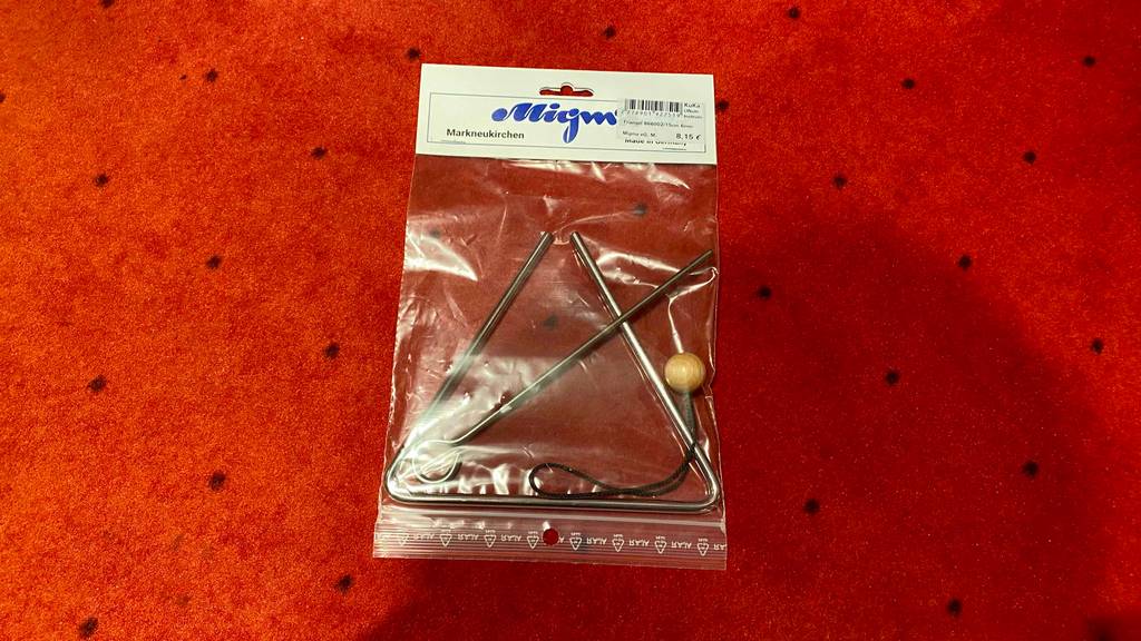 Triangel-Test: Triangel in Verpackung.