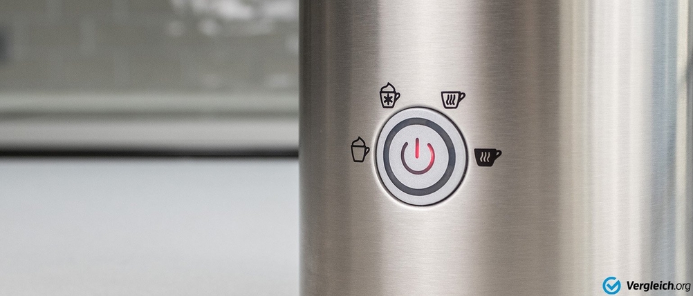 Das Bedienelement eines Milchaufschäumers.
