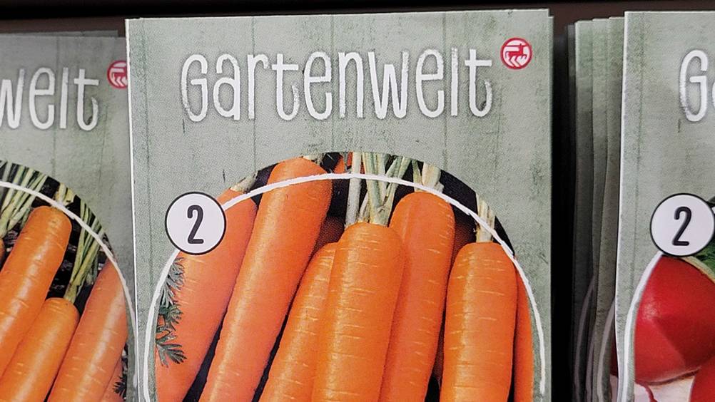 Möhren-Samen getestet: Nahaufnahme der Verpackung mit Logo.
