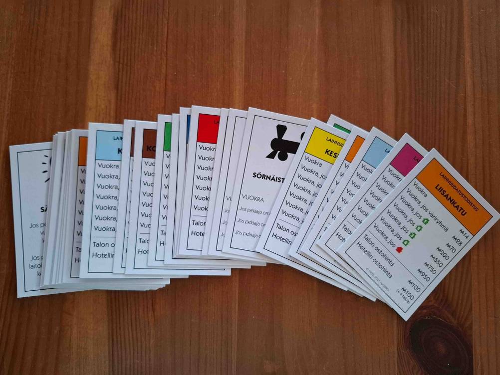 Mehrere der Spielkarten des Monopolys im Test.