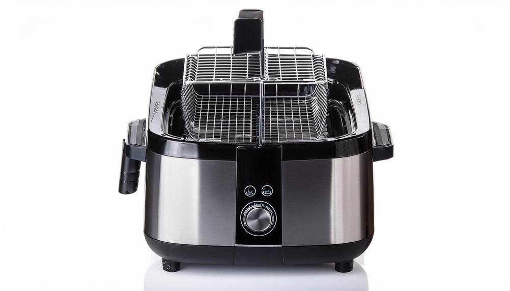 Moulinex-Fritteuse-Test: Fritteuse mit Frittierkorb aus Edelstahl