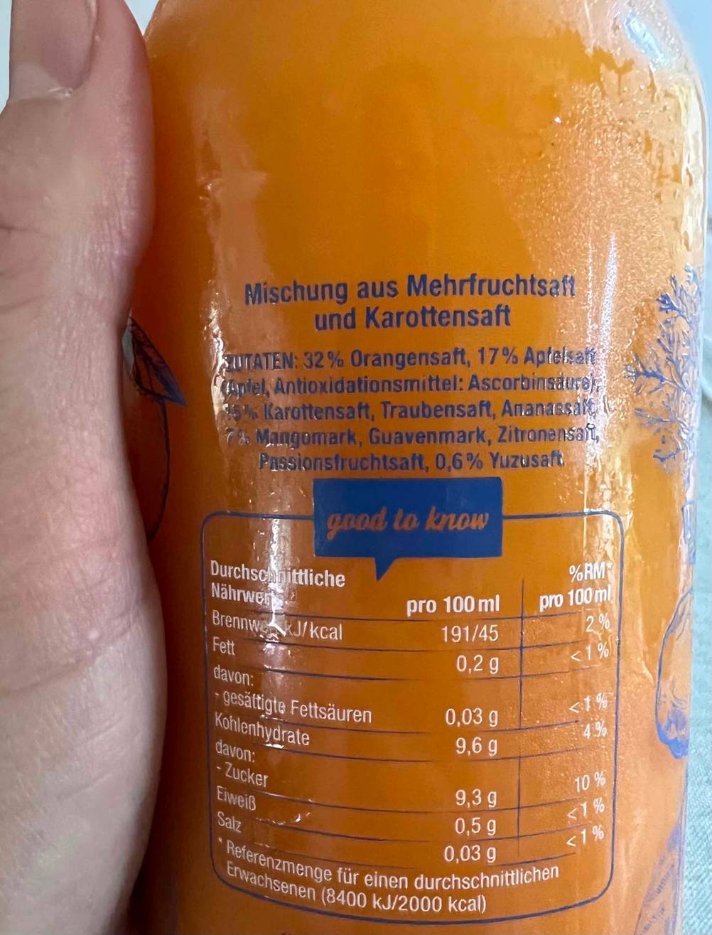 Multivitaminsaft Zutaten