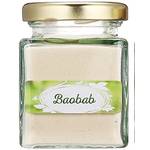 Baobab-Test: Eine Glasflasche mit Baobab-Pulver. 