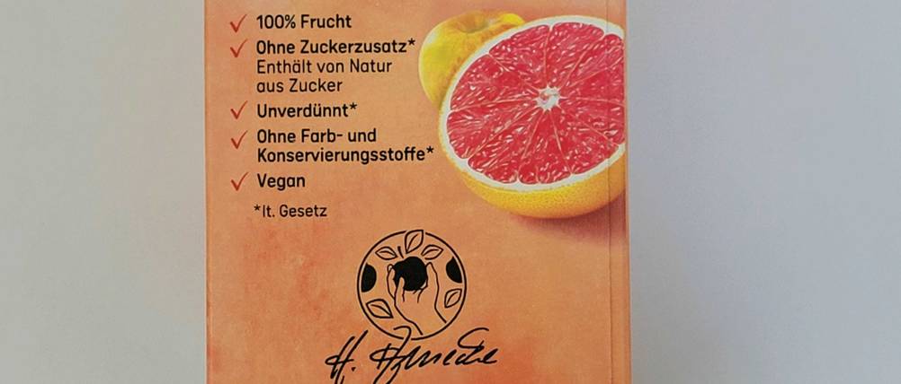 Grapefruitsaft ohne Zuckerzusatz. 