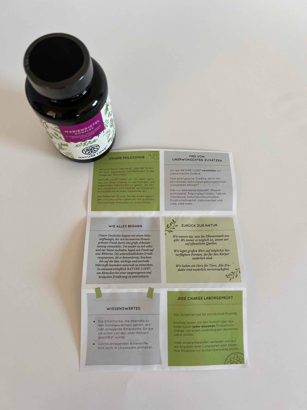 Beipackzettel zu den Mariendistel-Komplex-Kapseln von Nature Love