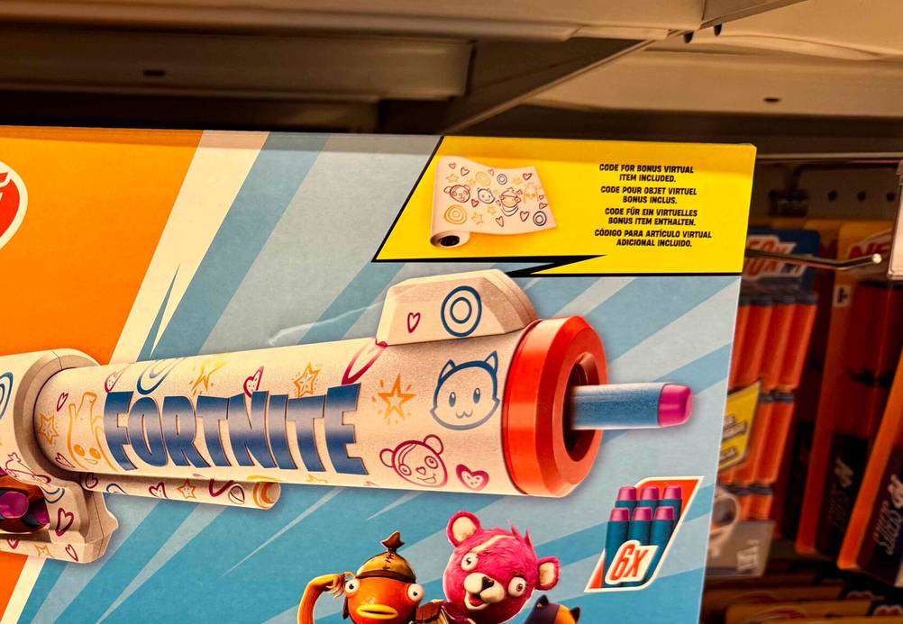 Nerf-Fortnite getestet: Nahaufnahme der Verpackung mit Infromationen.