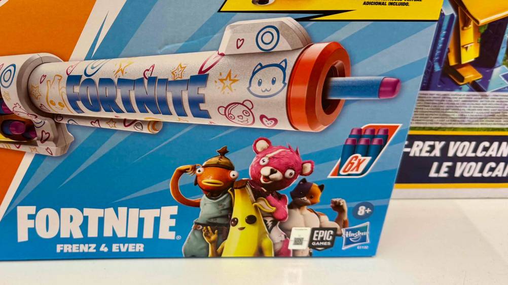 Nerf-Fortnite-Test: Nahaufnahme der Verpackung mit Grafiken.