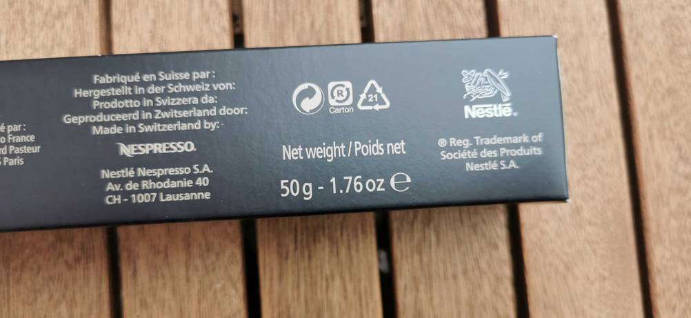 Entkoffeinierter Kaffee getestet: Nahaufnahme der Infografiken auf der Packung.