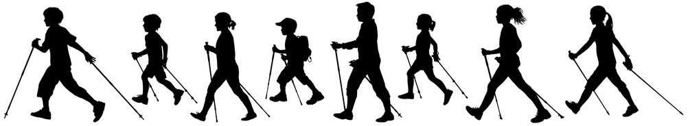 Vektorgrafik zeigt Silhouetten von Nordic-Walkern.