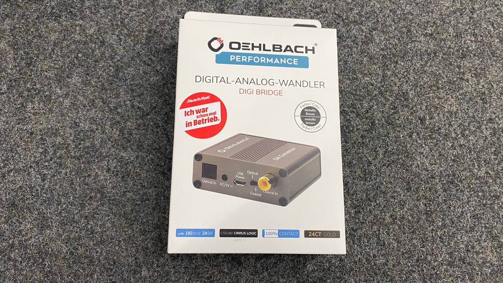 DA-Wandler getestet: Auf der Verpackung ist das Gerät abgebildet.