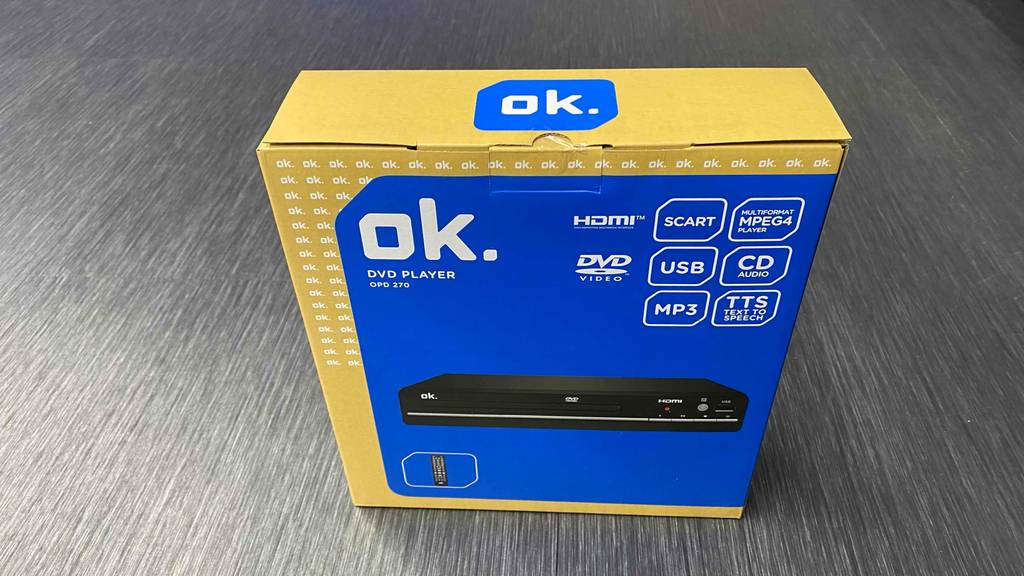 DVD-Player getestet: Verpackung mit Bild des Geräts.