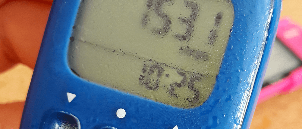 getesteter Schrittzähler in blauer Farbe