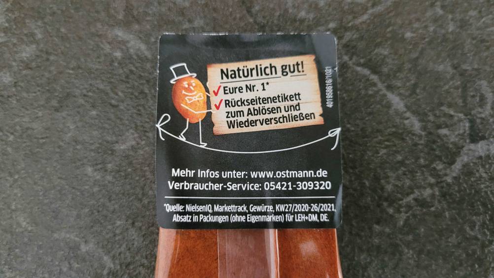 Cayennepfeffer getestet: Nahaufnahme der Informationen auf dem Aufdruck hinten.