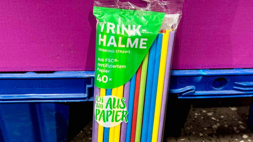 Papierstrohhalme getestet: Nahaufnahme der Verpackung mit Artikelbezeichnung.