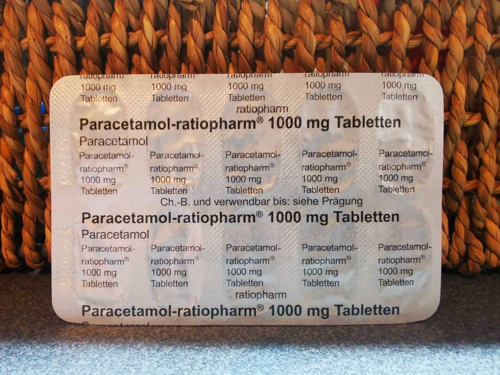 Rückseite des Tablettenblisters der getesteten Paracetamols.