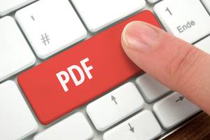 PDF-Editoren im Test: Die Taste einer Tastatur mit der Aufschrift PDF wird betätigt.