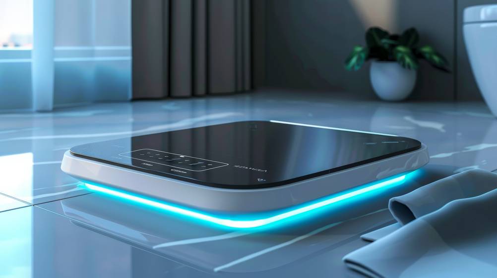 200-kg-Personenwaagen-Test: Zu sehen ist eine digitale Körperwaage mit integrierter LED-Beleuchtung.