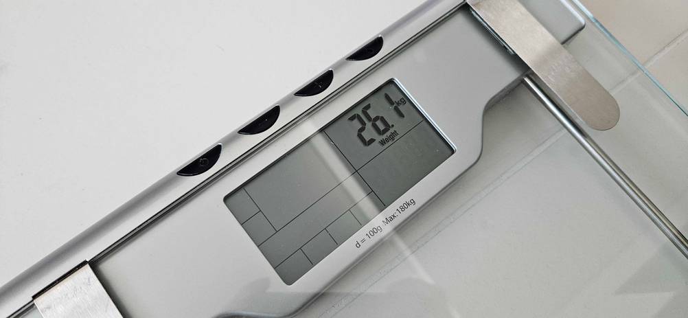 Personenwaage getestet: Detailaufnahme des Displays mit Anzeige.