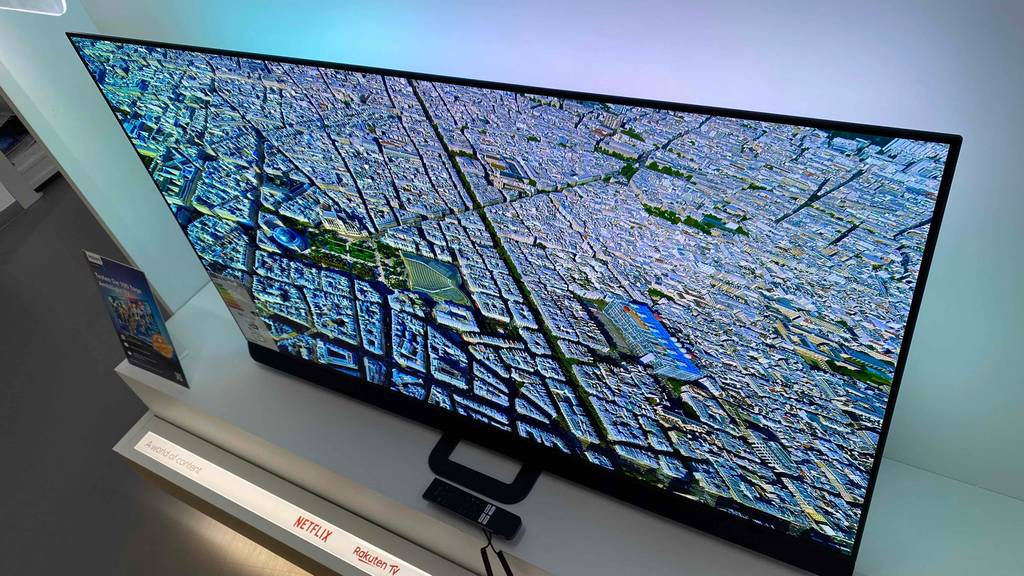 Philips-Fernsehern in 55 Zoll getestet: Fernseher ist eingeschaltet.
