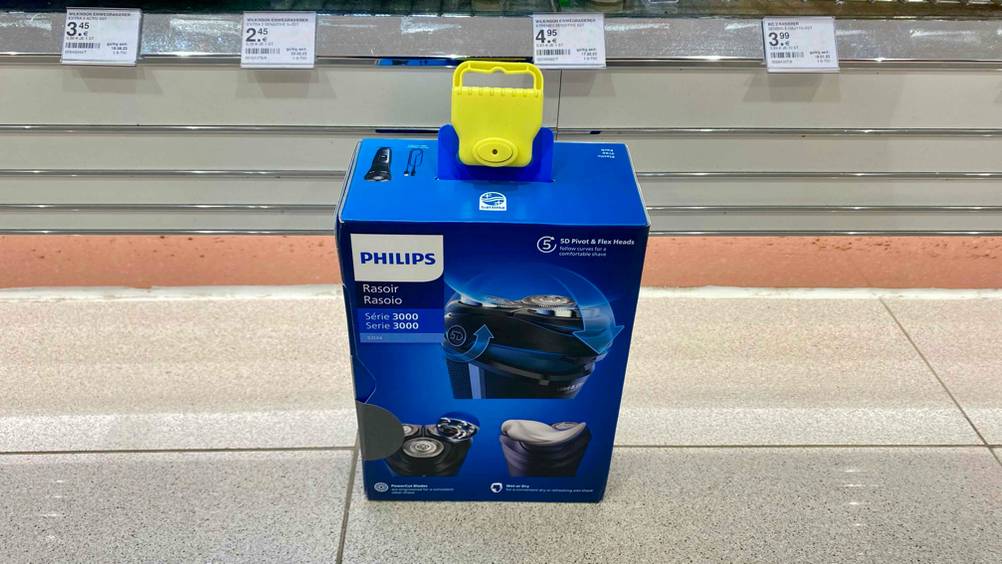 Rotationsrasierer von Philips im Test: Rasierer ist auf dem Karton abgebildet.