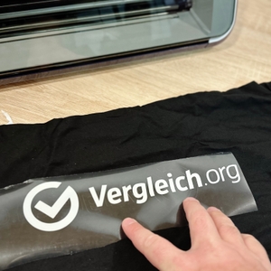 Der Testschnitt mit dem Schriftzug 