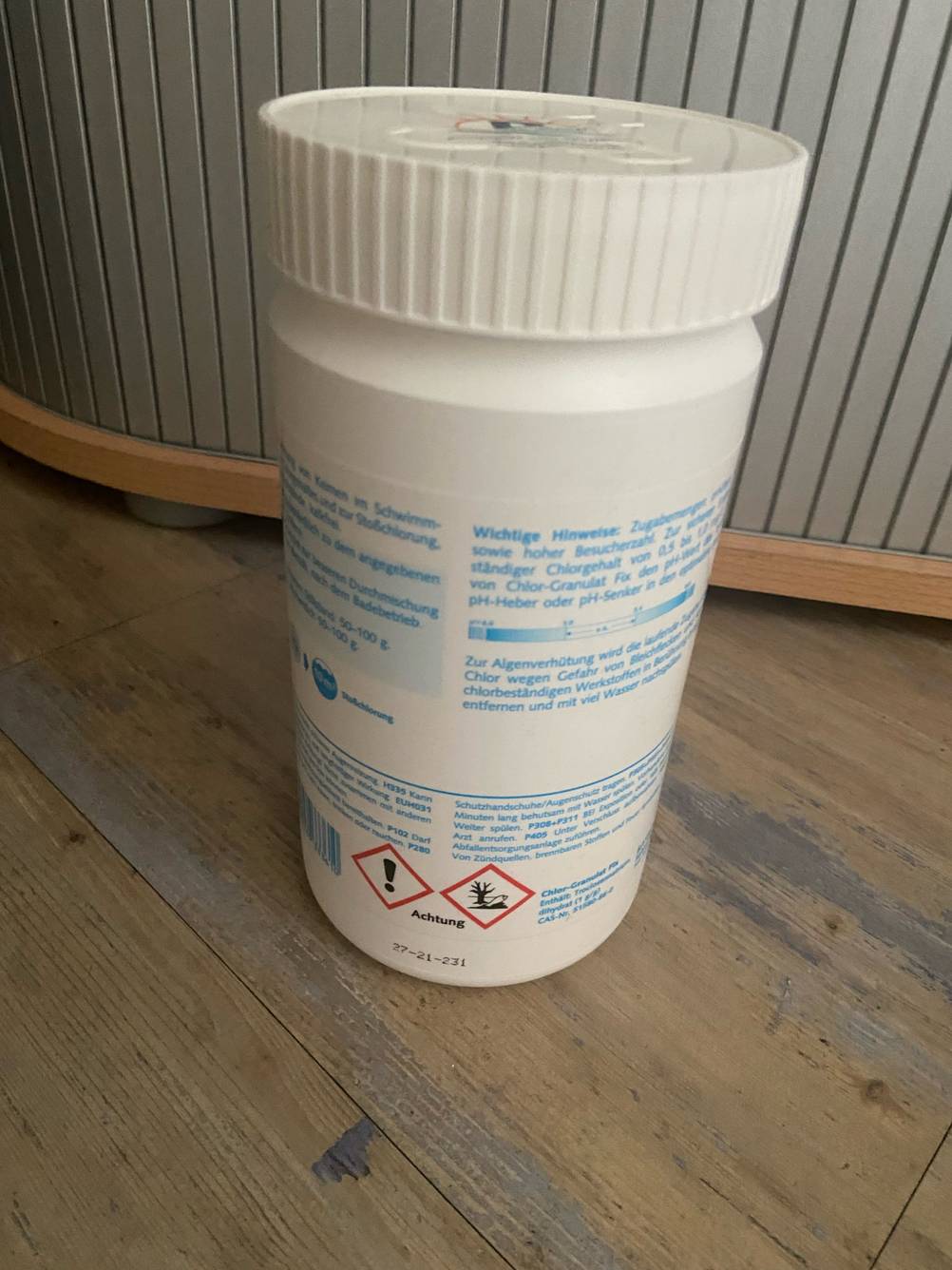 Rückseite der Verpackung des getesteten Poolsalzes.
