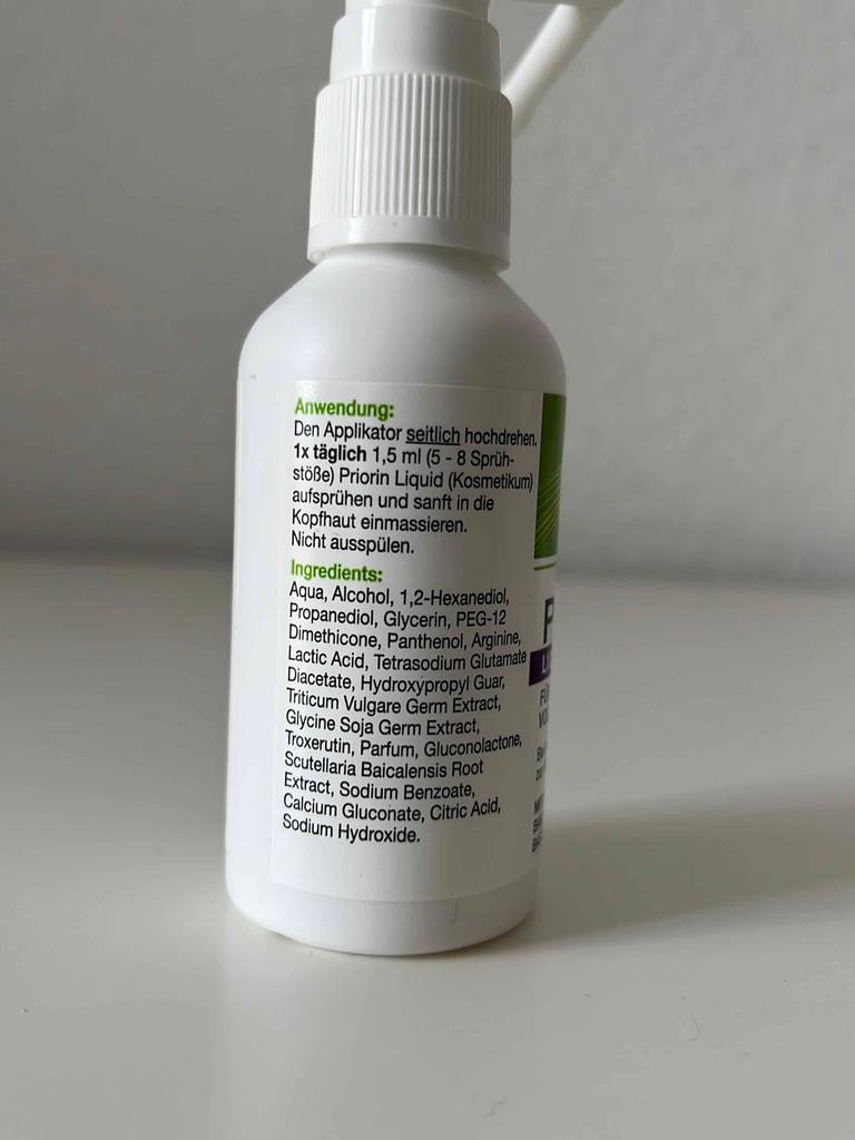 Detailansicht der Anwendungs- und Produktbeschreibung eines Haarwassers im Test.