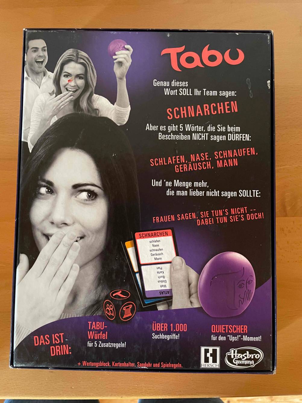 Rückseite einer Originalverpackung des getesteten Quizspiels.
