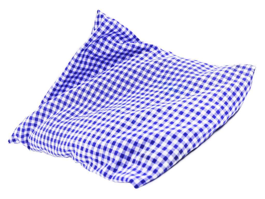 Rapssamen-Test: Ein weiß-blau-kariertes Rapssamen-Kissen. 