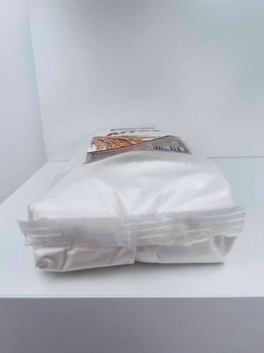 Reismehl im Test: Nahaufnahme des Bodens der Verpackung.