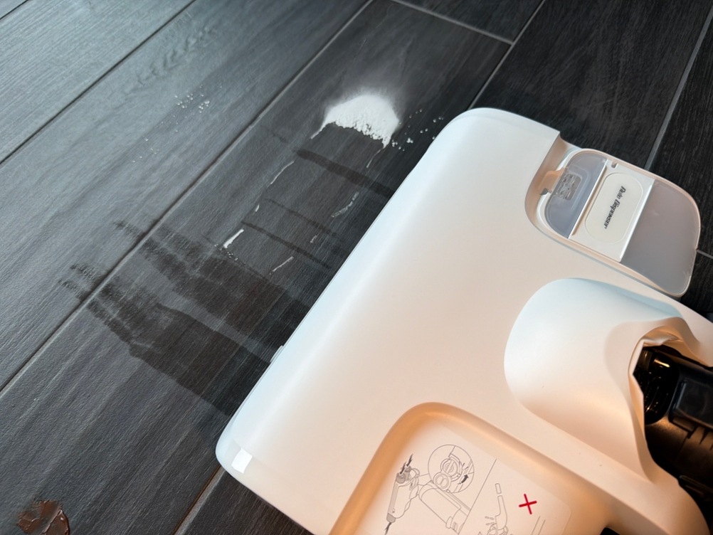 Mit dem Roborock Dyad Pro wurde über einen weißen Fleck gesaugt