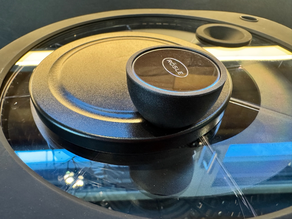 Kurbel-Mechanismus der Rösle Salatschleuder mit Glasdeckel