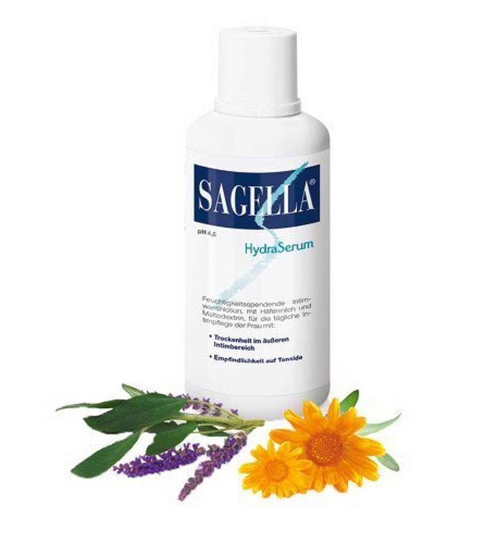In der Intimwaschlotion Sagella sind zusätzlich Extrakte der Ringelblume und des Salbei vorhanden.