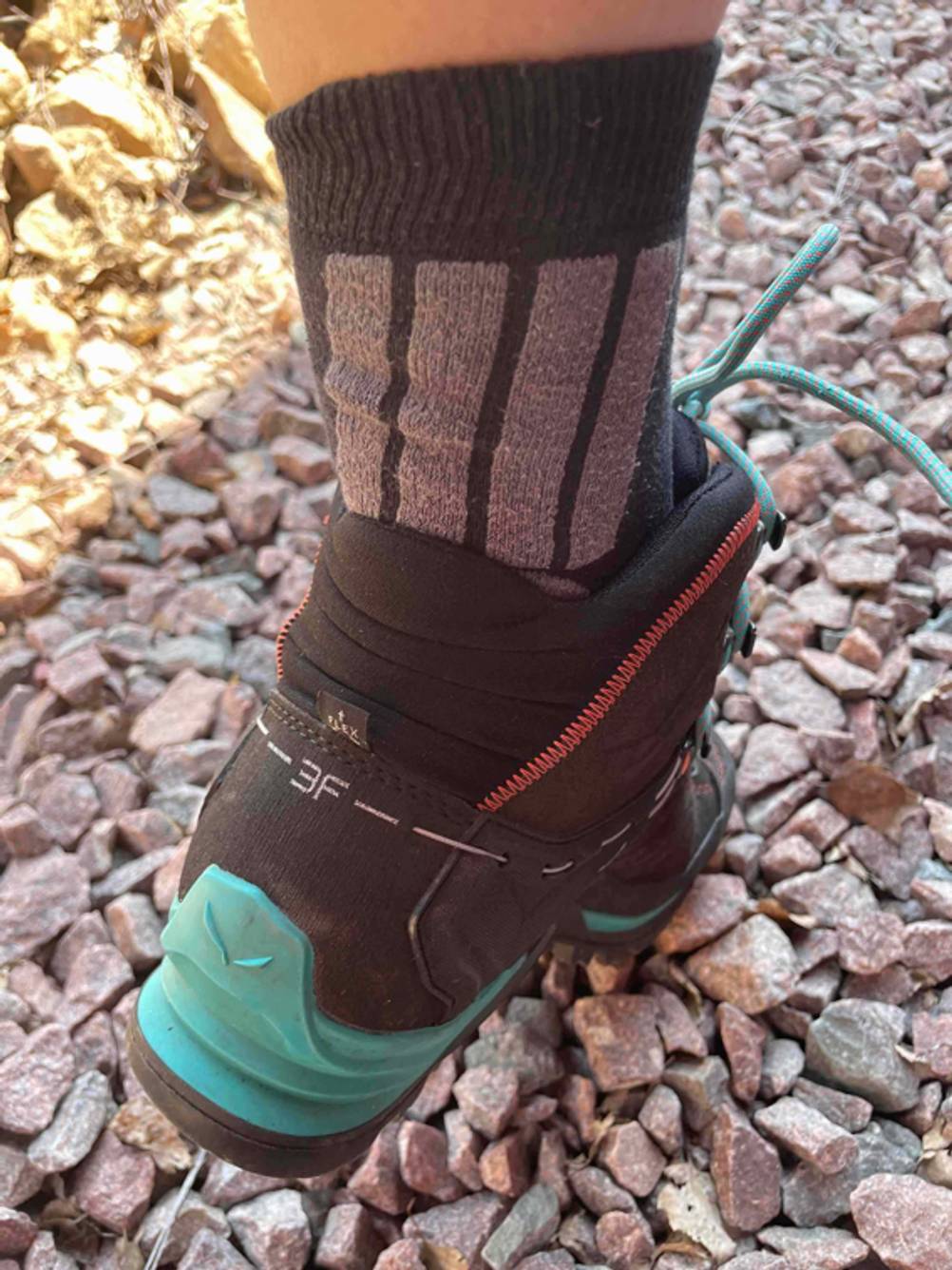 Bergschuhe für Damen getestet: Detailaufnahme der Ferse des Schuhs.