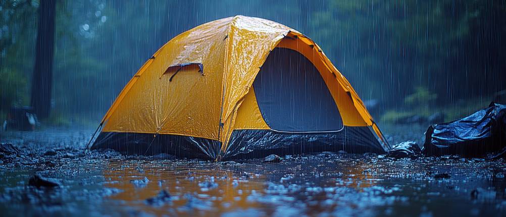 Salewa-Zelt-Test: Ein Zelt im Regen.