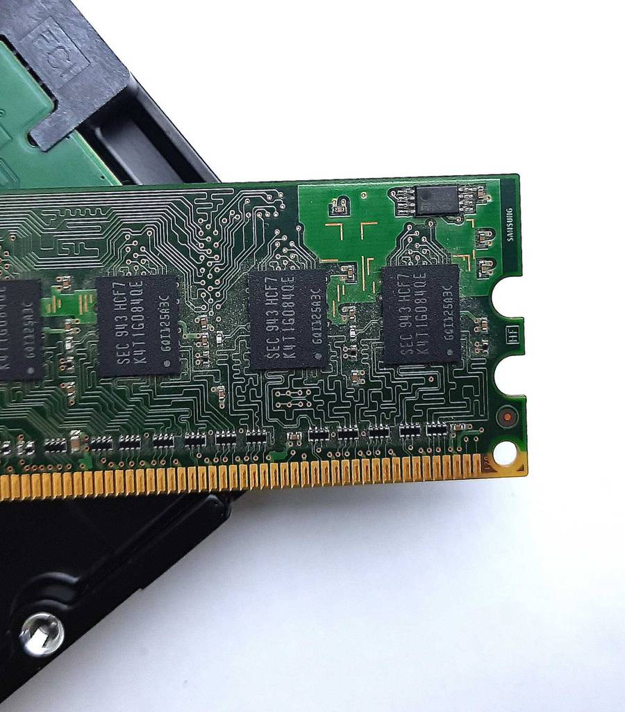Detailansicht eines getesteten DDR2-RAM.