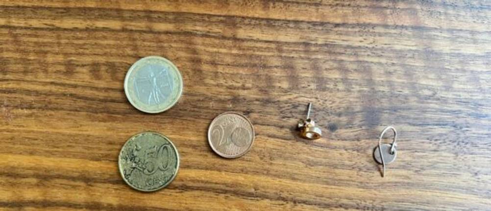 Münzen und Schmuck nach der Reinigung in Nahaufnahme