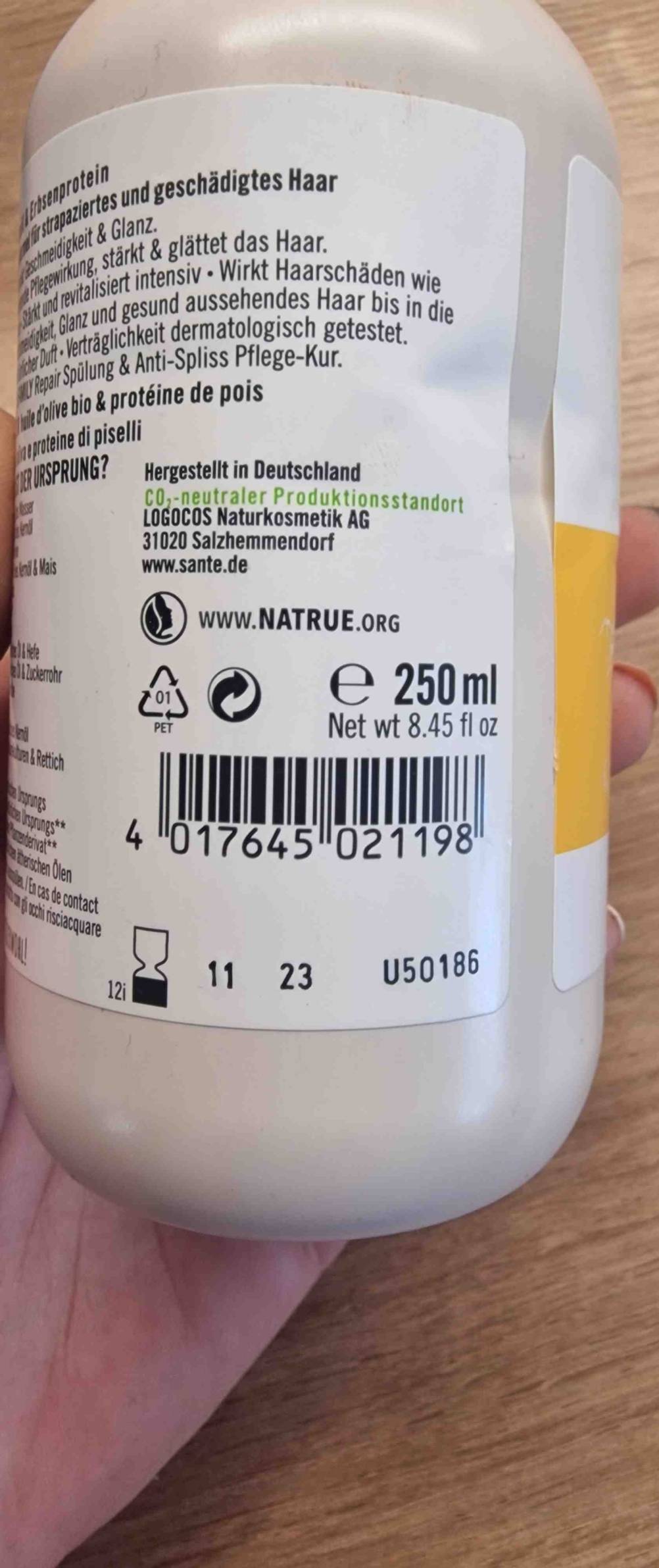 Barcode von einer getesteten Sante-Shampoo-Verpackung. 