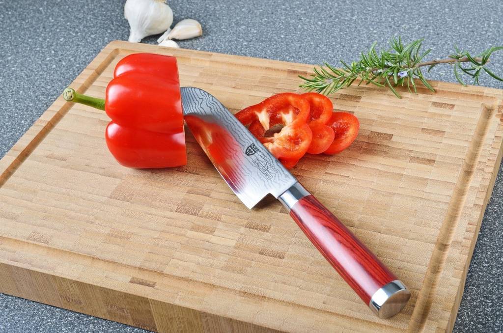 Santokumesser Schneidebrett Messerset Test