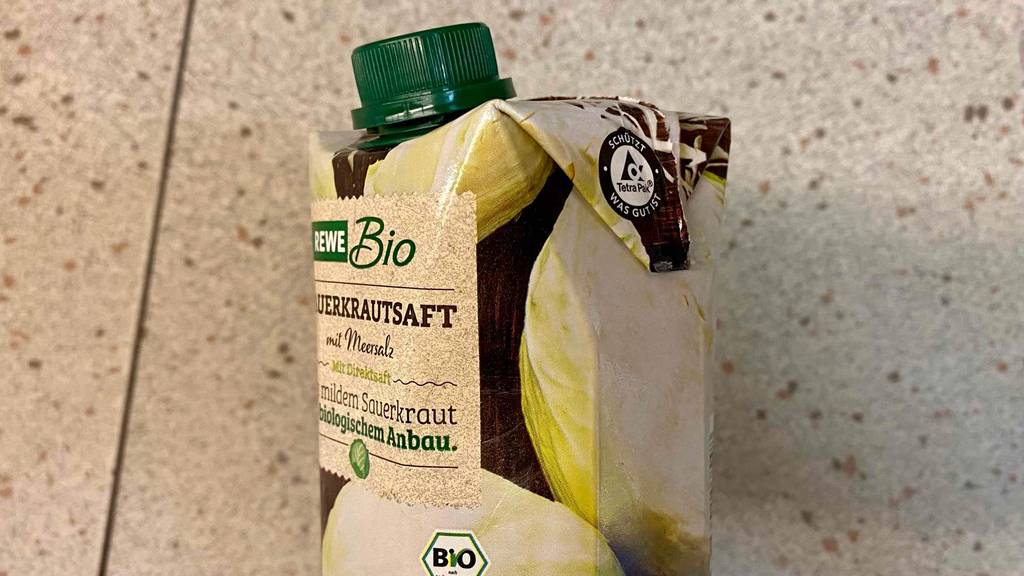 Sauerkrauts ́-Saft-Test: Oberer Teil der Verpackung