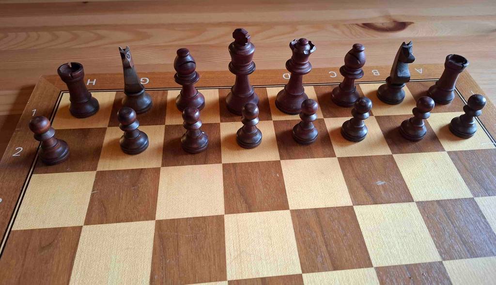 Im Test: Die schwarzen Schachfiguren sind auf einem Schachbrett aufgestellt.
