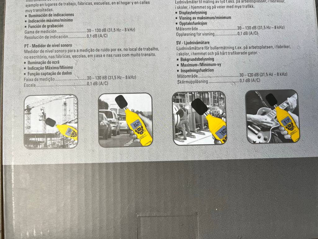 In der Regel finden Sie auf der Verpackung von Schallpegelmessgeräten praktische Anwendungshinweise.